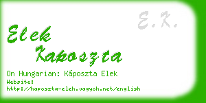 elek kaposzta business card